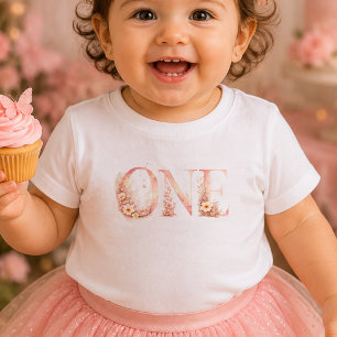 Camiseta de bebé para el primer cumpleaños Floral