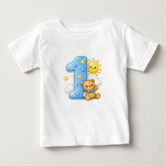 Camiseta de bebé para el primer cumpleaños Oso y S