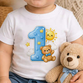 Camiseta de bebé para el primer cumpleaños Oso y S