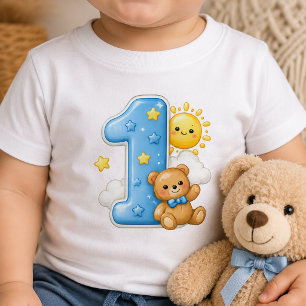Camiseta de bebé para el primer cumpleaños Oso y S