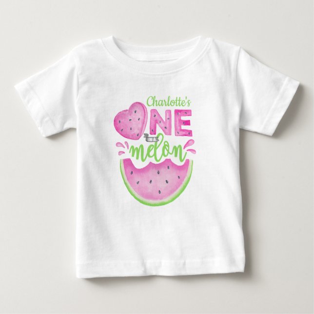 Camiseta de bebé para el primer cumpleaños Rosa Un (Anverso)