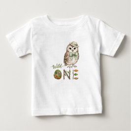 Camiseta de bebé para primer cumpleaños con búho a