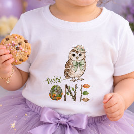 Camiseta de bebé para primer cumpleaños con búho a