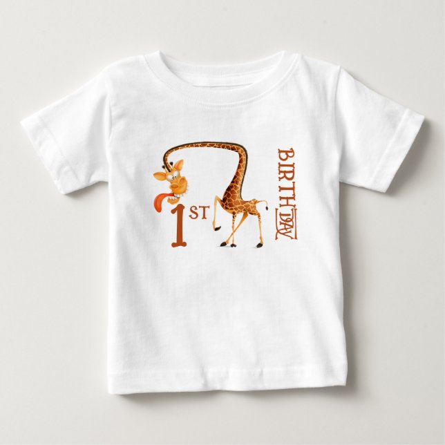 Camiseta de bebé para primer cumpleaños de jirafa  (Anverso)