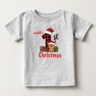 Camiseta de bebé para su 1er Navidad a cuadros Ren