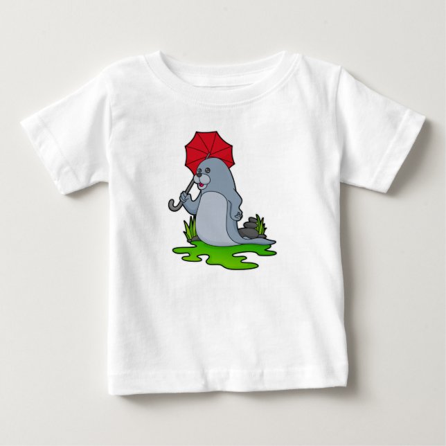 Camiseta De Bebé Paraguas de lluvia de focas (Anverso)
