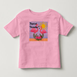 Camiseta De Bebé Paraíso tropical Flamingo rosa - Toddler Fine Jer