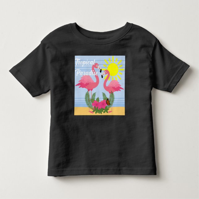 Camiseta De Bebé Paraíso tropical Flamingo rosa - Toddler Fine Jer (Anverso)