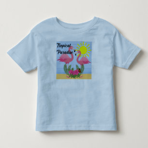 Camiseta De Bebé Paraíso tropical Flamingo rosa - Toddler Fine Jer