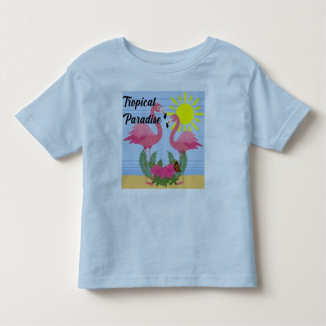 Camiseta De Bebé Paraíso tropical Flamingo rosa - Toddler Fine Jer (Anverso)