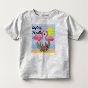 Camiseta De Bebé Paraíso tropical Flamingo rosa - Toddler Fine Jer