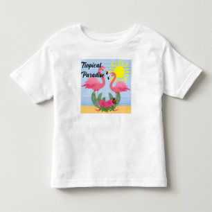 Camiseta De Bebé Paraíso tropical Flamingo rosa - Toddler Fine Jer