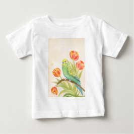 Camiseta De Bebé Parakeet with Tulips Exotic Pets