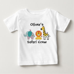 Camiseta De Bebé Parche de Animales de Safari Adorables
