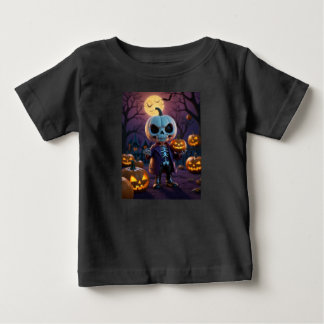 Camiseta De Bebé Parche de calabaza - compañero de esqueleto