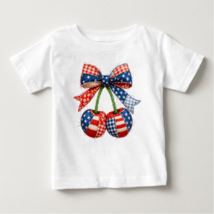 Camiseta De Bebé Parche de trabajo americano patriótico de cerezas