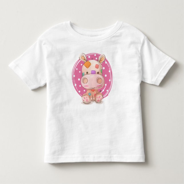Camiseta De Bebé Parche Hippo Pink (Anverso)