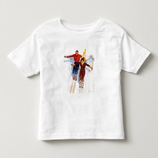 Camiseta De Bebé Pareja de esquí cuesta abajo (Anverso)