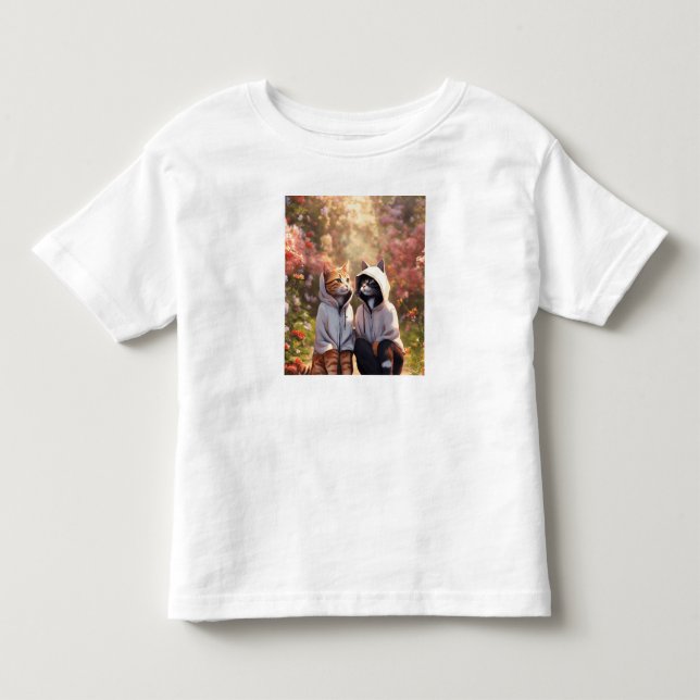 Camiseta De Bebé pareja de gatos (Anverso)
