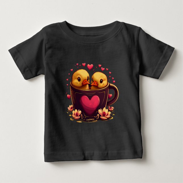 Camiseta De Bebé Pareja de pato romántica, El día de San Valentín (Anverso)