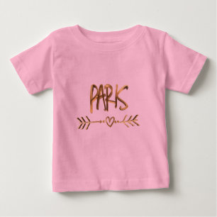 Camiseta De Bebé Paris Love France Gold Look Typography Elegante