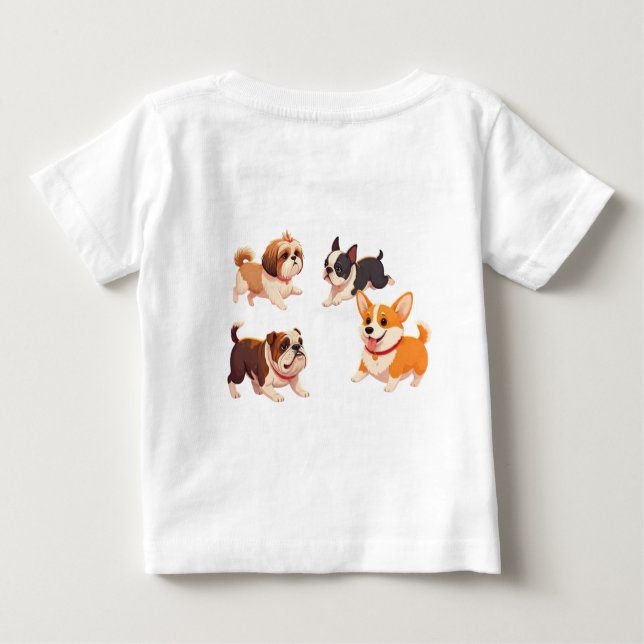 Camiseta De Bebé "Park Pals: Perros de caricatura en juego" (Reverso)