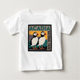 Camiseta De Bebé Parque nacional Acadia, Maine   Puffins