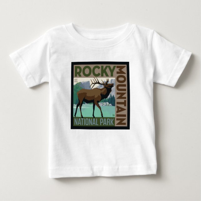 Camiseta De Bebé Parque nacional de las Montañas Rocosas | Elk (Anverso)
