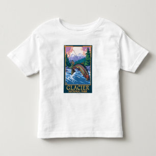 Camiseta De Bebé Parque Nacional Glacier, pescador de MontanaFly #