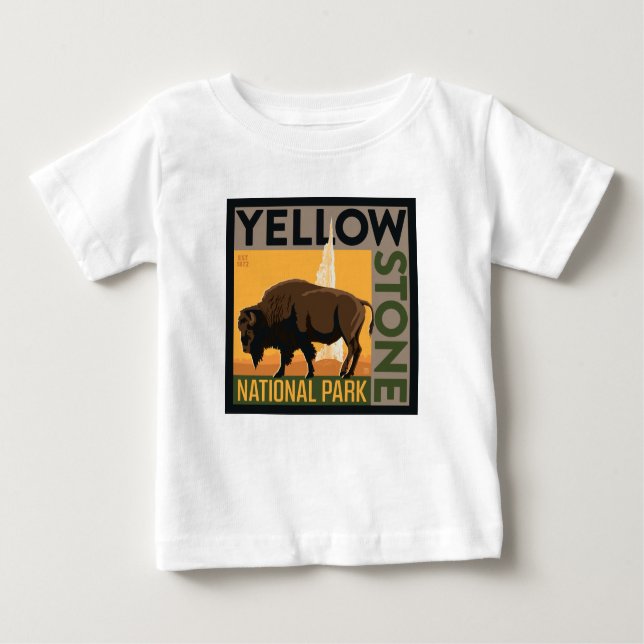 Camiseta De Bebé Parque nacional Yellowstone | Búfalo (Anverso)