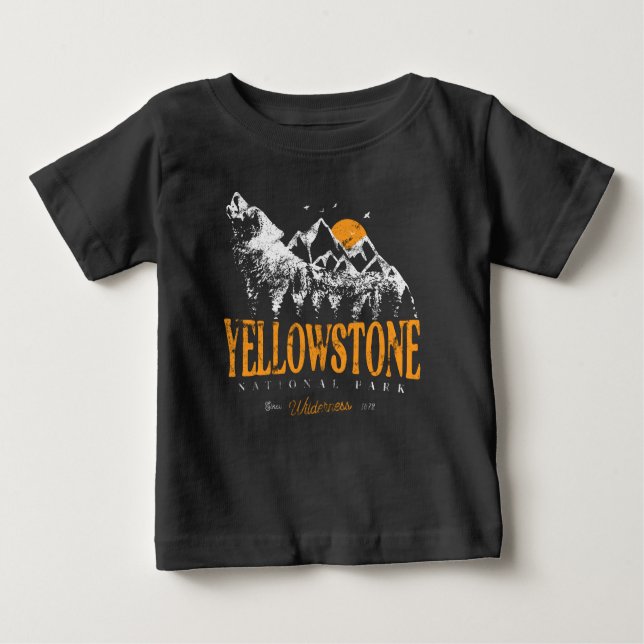 Camiseta De Bebé Parque nacional Yellowstone Montañas Wolf (Anverso)
