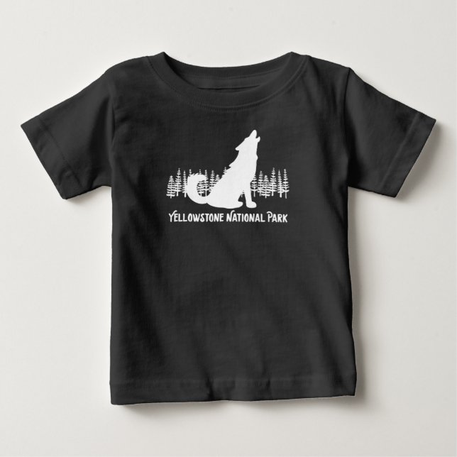 Camiseta De Bebé Parque nacional Yellowstone Wyoming Howling Wolf (Anverso)