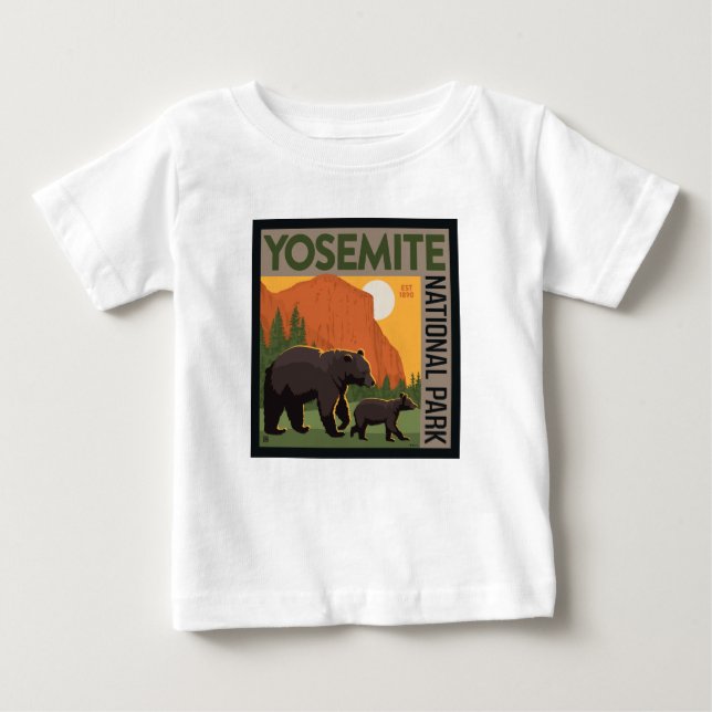 Camiseta De Bebé Parque nacional Yosemite | Familia Oso (Anverso)