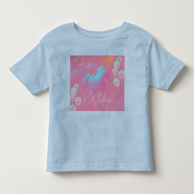 Camiseta De Bebé Partido de Cumpleaños del Chica Pastel Unicornio (Anverso)