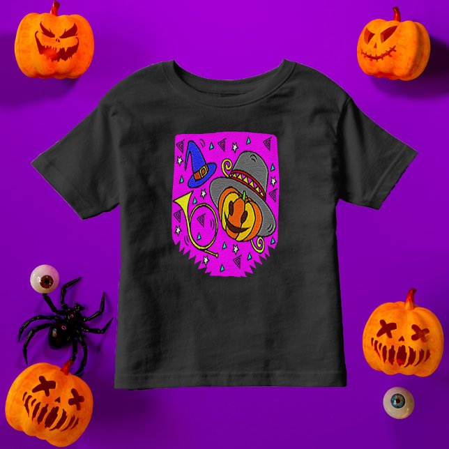 Camiseta De Bebé Partido Halloween Purple Jack O'Lantern Bugle (Halloween Party Purple Jack O'Lantern Bugle Toddler T-shirt)