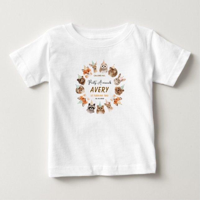 Camiseta De Bebé Party Animals 2nd Birthday | Cute Jungle Animal (Anverso)