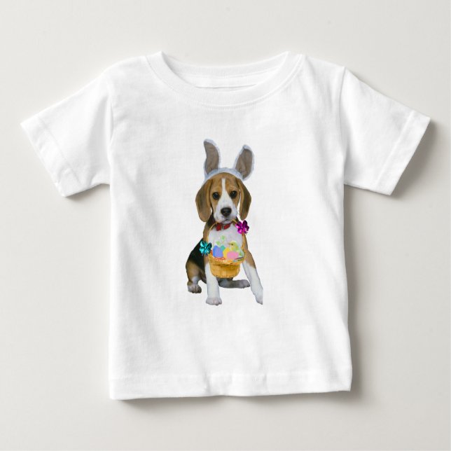 Camiseta De Bebé Pascua Beagle con orejas de conejo (Anverso)