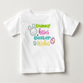 Camiseta De Bebé Pascua, besos de conejo, deseos de Pascua, huevos 