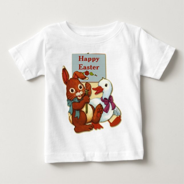 Camiseta De Bebé Pascua de pato y conejo (Anverso)