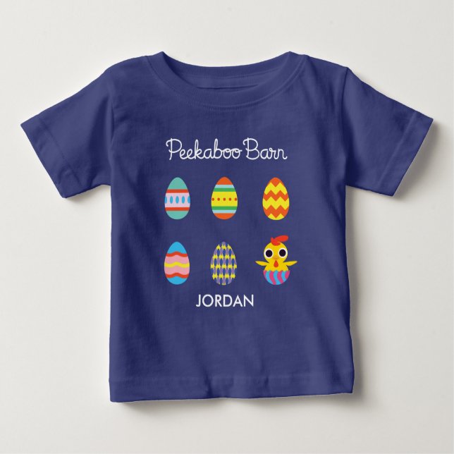 Camiseta De Bebé Pascua de Peekaboo Barn | Huevos de Pascua (Anverso)