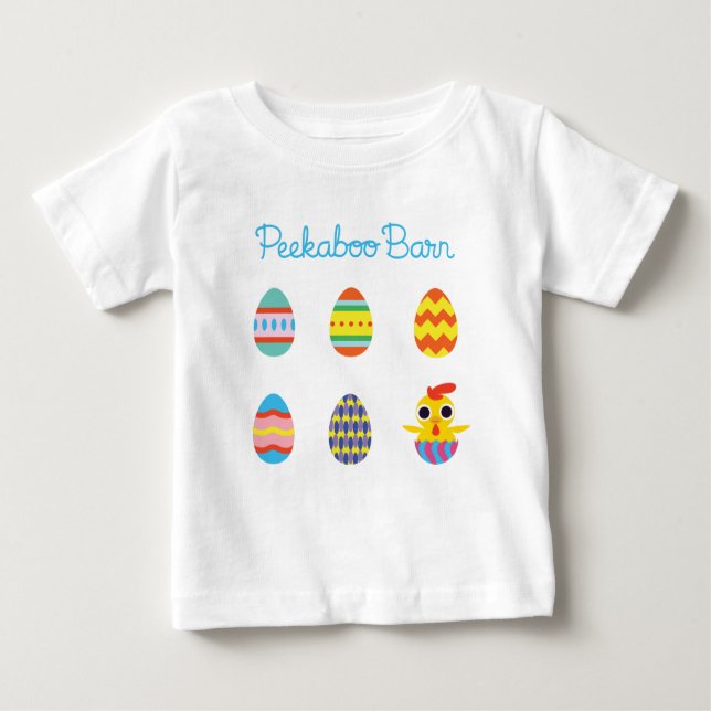 Camiseta De Bebé Pascua de Peekaboo Barn | Huevos de Pascua 2 (Anverso)