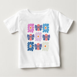 Camiseta De Bebé Pascua simple y floral retro de Boho