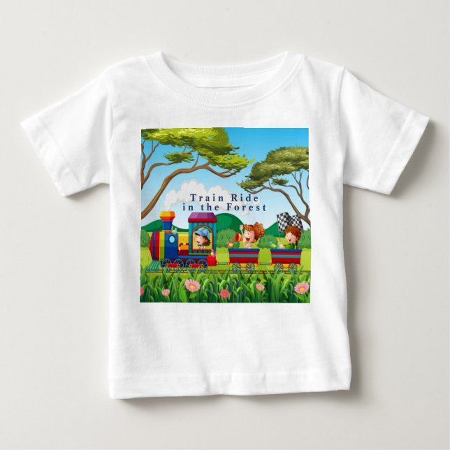 Camiseta De Bebé Paseo en tren al estilo personalizado en el bosque (Anverso)
