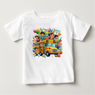 Camiseta De Bebé Paseo Escolar Alegre: Aventura en el Autobús Escol