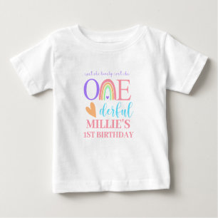 Camiseta De Bebé Pastel arcoiris UNA maravillosa primera cumpleaños