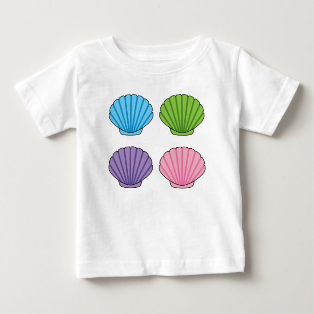 Camiseta De Bebé Pastel Colorful Seashell Pack (Anverso)