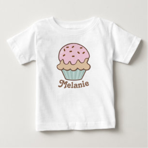 Camiseta De Bebé Pastel de crudo de escarcha rosa personalizado