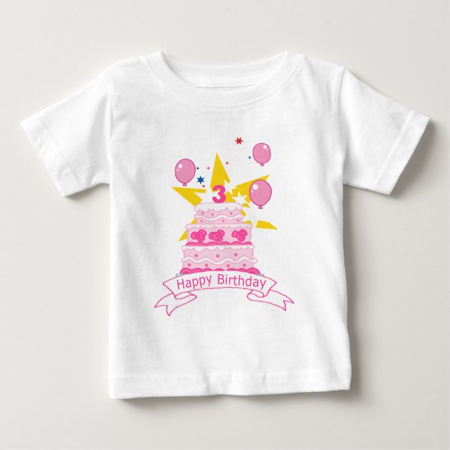 Camiseta De Bebé Pastel de cumpleaños de 3 años (Anverso)