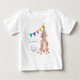 Camiseta De Bebé Pastel de cumpleaños número uno para perro Retriev