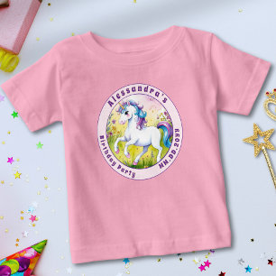 Camiseta De Bebé Pastel de Cumpleaños Personalizado Mágico Unicorni